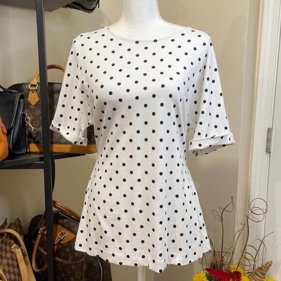 Women Tahari Dolman Short Sleeves Polka Dot Tie Waist Blouse Top Size Small - Picture 1 of 5